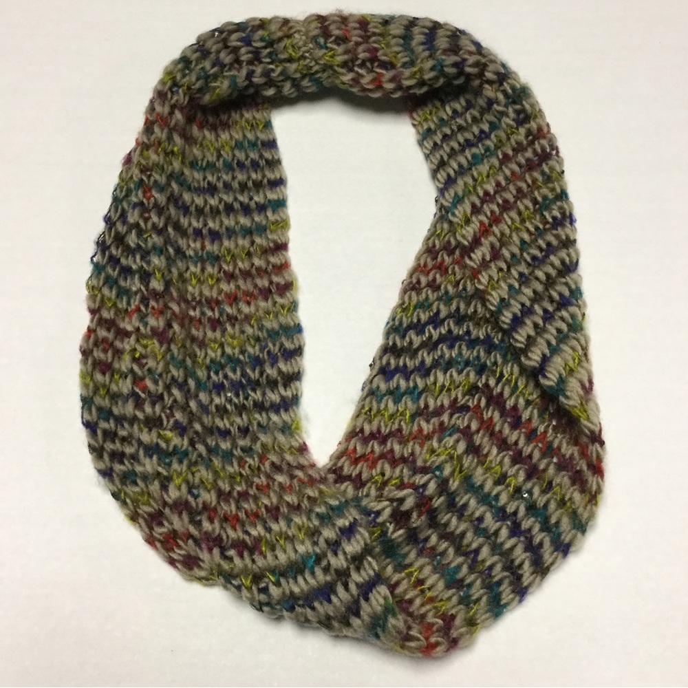 Multi Colored Tan Sequins Infinity Knit Scarf